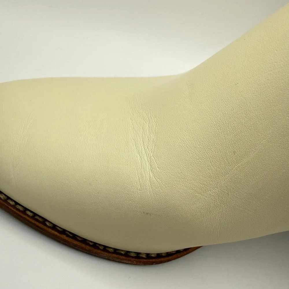 Madewell Woman's Harper Ivory Bone Leather Slip On‎ Stacked Block Heels- Size 8
